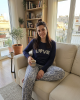 Γυναικεία βαμβακερή Μπλε Πυτζάμα με γκρι παντελόνι Γυναικεία βαμβακερή Μπλε Πυτζάμα με γκρι παντελόνι