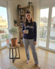 Γυναικεία βαμβακερή Μπλε Πυτζάμα με γκρι παντελόνι Γυναικεία βαμβακερή Μπλε Πυτζάμα με γκρι παντελόνι