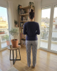 Γυναικεία βαμβακερή Μπλε Πυτζάμα με γκρι παντελόνι Γυναικεία βαμβακερή Μπλε Πυτζάμα με γκρι παντελόνι
