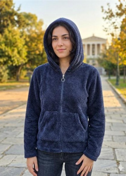 Ζακέτα με φερμουάρ σε μπλε χρώμα