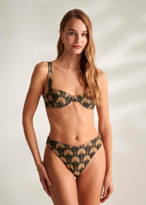Bikini set Σουτιέν με μπανέλα και ψηλόμεσο σλιπ