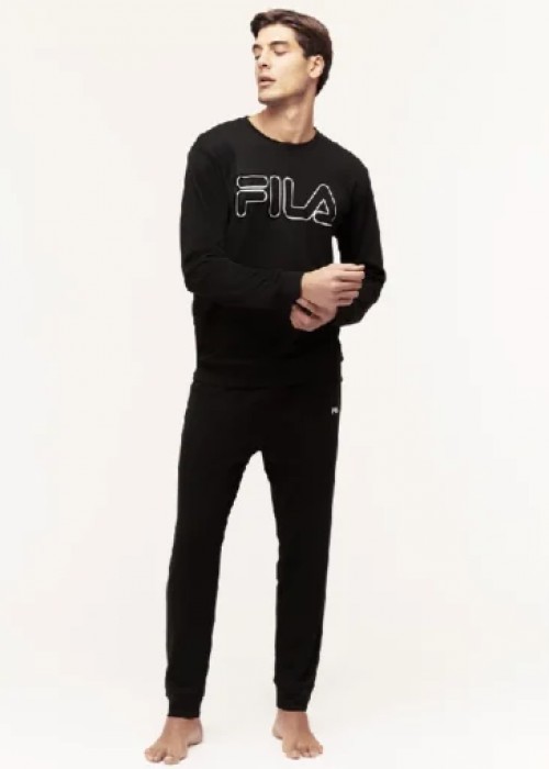 Ανδρική φόρμα Fila μαύρη με άσπρο logo