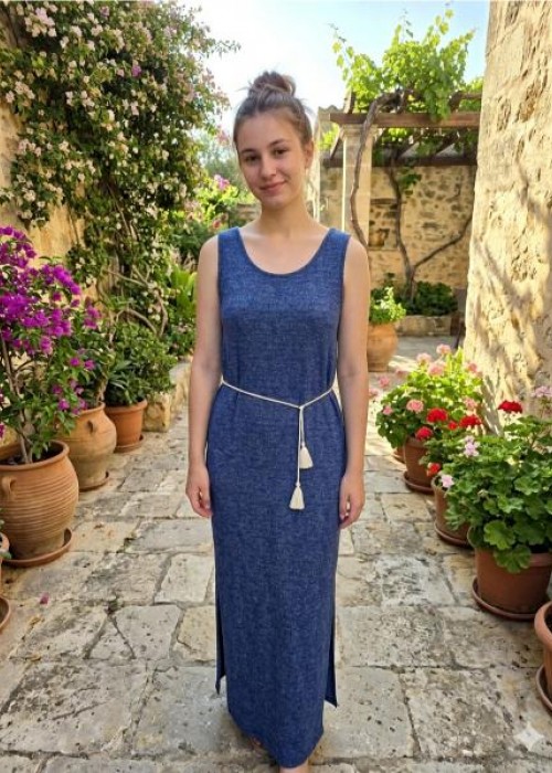 Μακρύ καλοκαιρινό φόρεμα τζιν εφέ