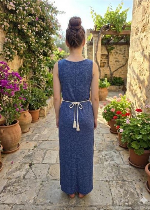 Μακρύ καλοκαιρινό φόρεμα τζιν εφέ
