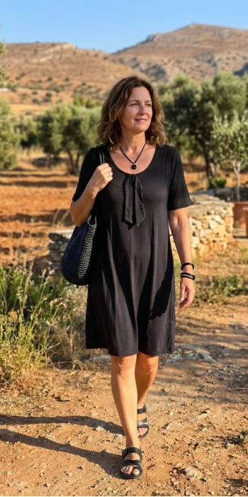 Βισκόζ φόρεμα μαύρο