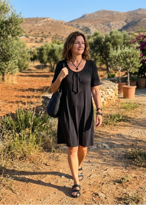 Βισκόζ φόρεμα μαύρο
