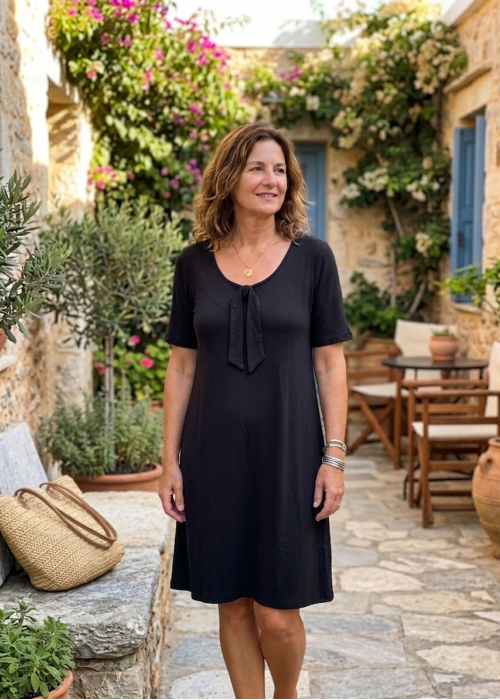 Βισκόζ φόρεμα μαύρο