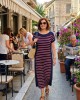 Βισκόζ φόρεμα μπλε με κόκκινες ρίγες