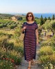 Βισκόζ φόρεμα μπλε με κόκκινες ρίγες