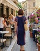 Βισκόζ φόρεμα μπλε με κόκκινες ρίγες