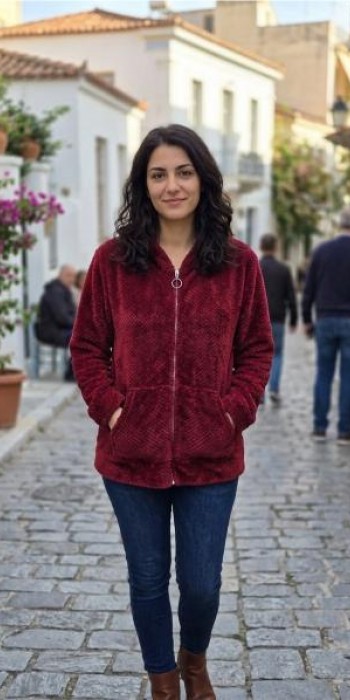 Ζακέτα με φερμουάρ σε κόκκινο χρώμα