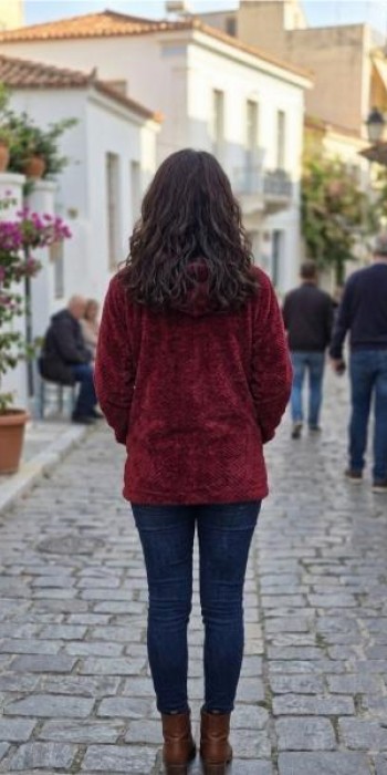 Ζακέτα με φερμουάρ σε κόκκινο χρώμα