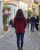 Ζακέτα με φερμουάρ σε κόκκινο χρώμα