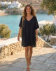 Μαύρο καφτάνι Relax με φαρδιά μανίκια