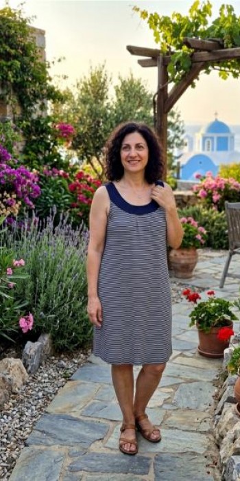 Μπλε ριγέ καλοκαιρινό φόρεμα 