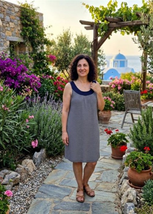 Μπλε ριγέ καλοκαιρινό φόρεμα 