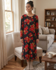 Microfleece Νυχτικό μαύρο με κόκκινα λουλούδια Microfleece Νυχτικό μαύρο με κόκκινα λουλούδια