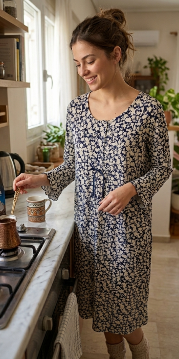 Microfleece Νυχτικό άσπρο με μπλε
