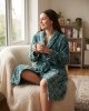 Γυναικεία fleece Ρόμπα σε πετρόλ χρώμα μήλο με ανάγλυφους ρόμβους
