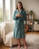 Γυναικεία fleece Ρόμπα σε πετρόλ χρώμα μήλο με ανάγλυφους ρόμβους