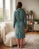 Γυναικεία fleece Ρόμπα σε πετρόλ χρώμα μήλο με ανάγλυφους ρόμβους