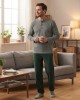 Ανδρική πυτζάμα γκρι με πράσινο rayon
