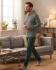 Ανδρική πυτζάμα γκρι με πράσινο rayon