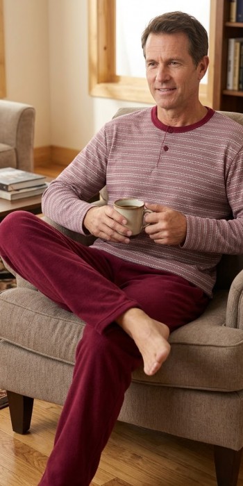 Ανδρική πυζάμα κόκκινο με γκρι βαμβάκι rayon