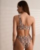 Μαγιό python print με έναν ώμο με χρυσό κρίκο και ψηλόμεσο σλιπ