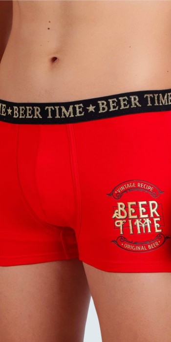 it's beer time κόκκινο boxer σε μπουκάλι μπύρας