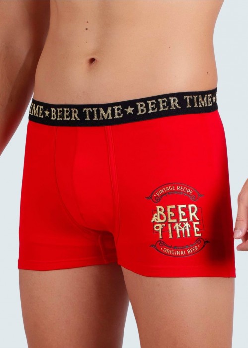 it's beer time κόκκινο boxer σε μπουκάλι μπύρας it's beer time κόκκινο boxer σε μπουκάλι μπύρας