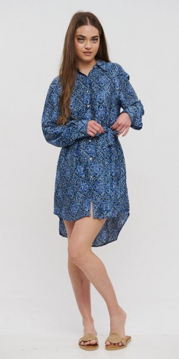 Ble Resort Collection Καλοκαιρινό Mini Σεμιζιέ Φόρεμα Μπλε
