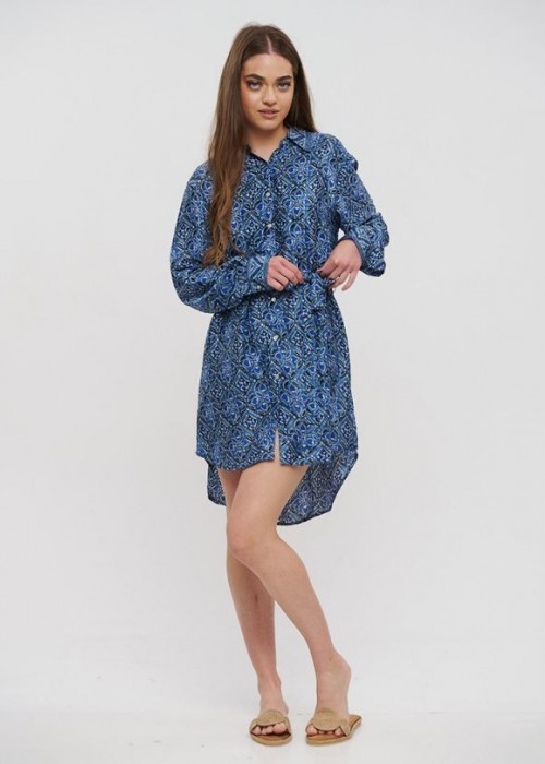 Ble Resort Collection Καλοκαιρινό Mini Σεμιζιέ Φόρεμα Μπλε