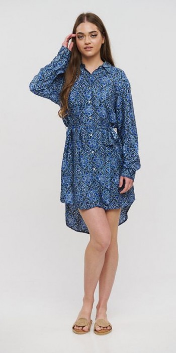 Ble Resort Collection Καλοκαιρινό Mini Σεμιζιέ Φόρεμα Μπλε