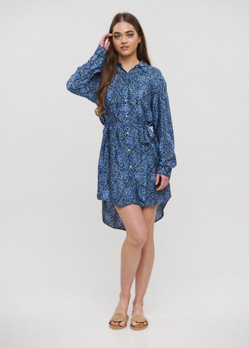 Ble Resort Collection Καλοκαιρινό Mini Σεμιζιέ Φόρεμα Μπλε
