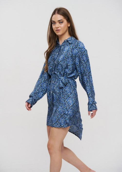Ble Resort Collection Καλοκαιρινό Mini Σεμιζιέ Φόρεμα Μπλε
