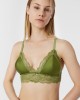 Τριγωνική Γυναικεία Bralette σατέν σε λαδί χρώμα Τριγωνική Γυναικεία Bralette σατέν σε λαδί χρώμα