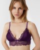 Τριγωνική Γυναικεία Bralette σατέν σε μωβ χρώμα