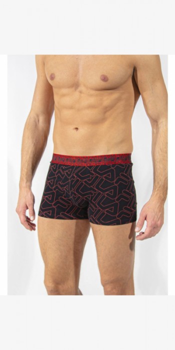 fila boxer μαύρο με κόκκινο με logo F 