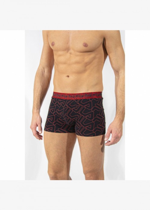fila boxer μαύρο με κόκκινο με logo F 