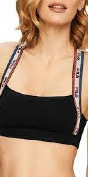 fila bra black με χιαστί πλάτη με glitter