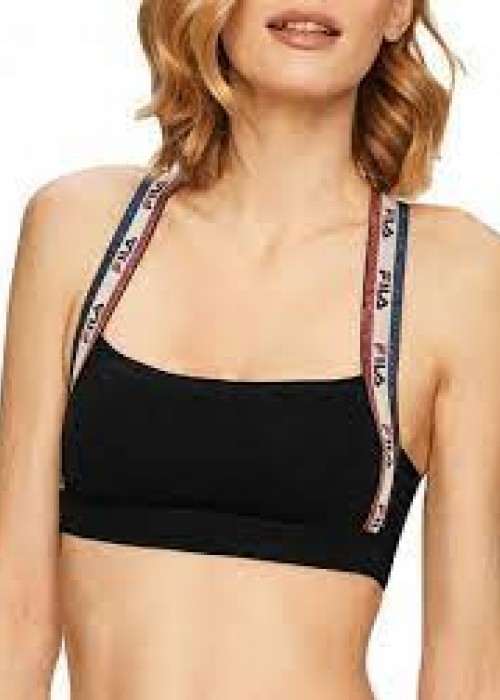 fila bra black με χιαστί πλάτη με glitter