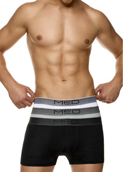 Med 3pack Μαύρο Γκρι Λευκό boxer 