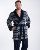 Plus Size Ανδρική καρό ρόμπα σε μπλε σκούρο έως 3XL