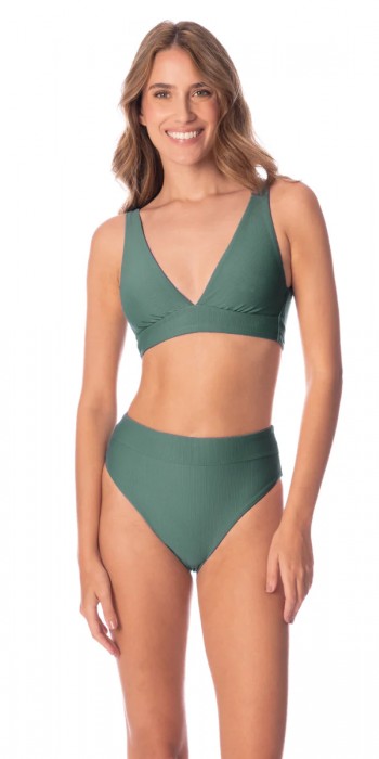 Maaji Eucalyptus Green Allure Τρίγωνο μπούστο με ψηλόμεσο γεμάτο σλιπ διπλής όψεως μπικίνι σετ