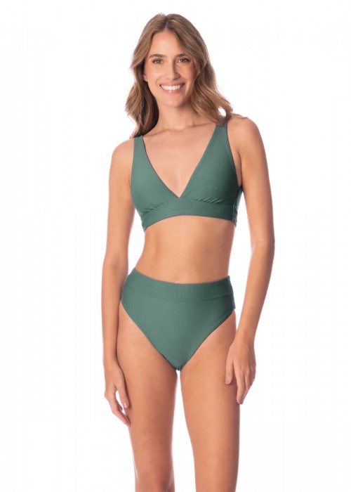 Maaji Eucalyptus Green Allure Τρίγωνο μπούστο με ψηλόμεσο γεμάτο σλιπ διπλής όψεως μπικίνι σετ
