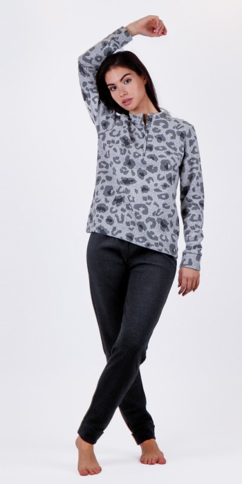 Admas λεπτή ζεστή πυτζάμα σε animal print γκρι χρώμα