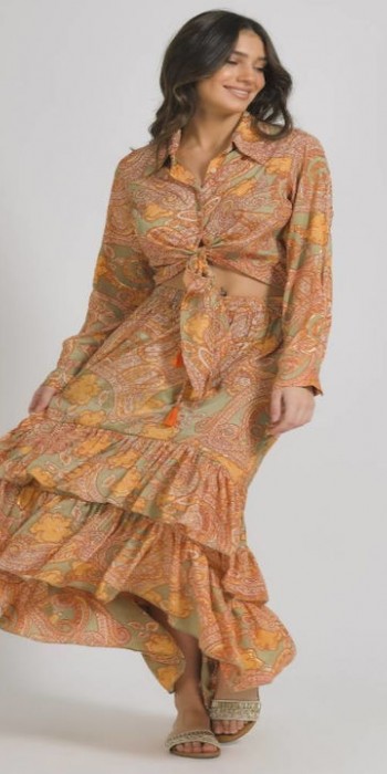 Ble Resort Collection Maxi Φούστα σε Πορτοκαλί χρώμα