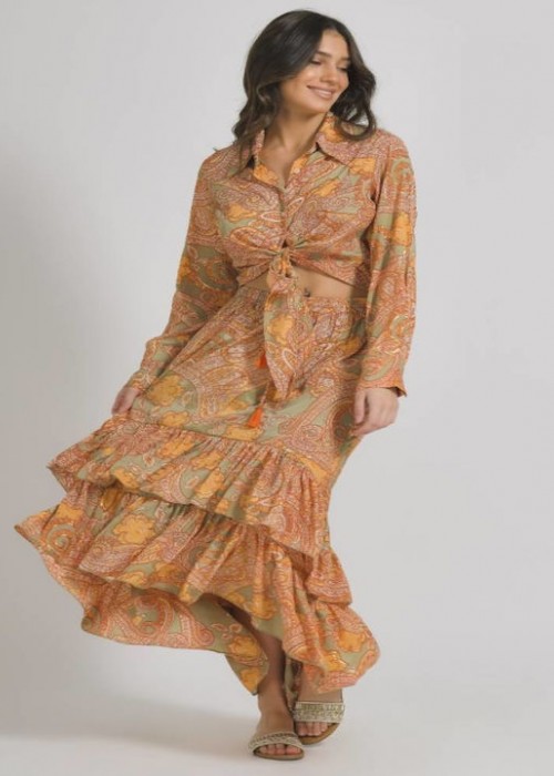 Ble Resort Collection Maxi Φούστα σε Πορτοκαλί χρώμα