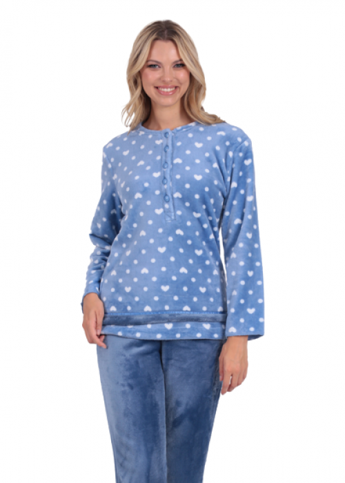 Fluffy pyjamas με καρδούλες μπλε